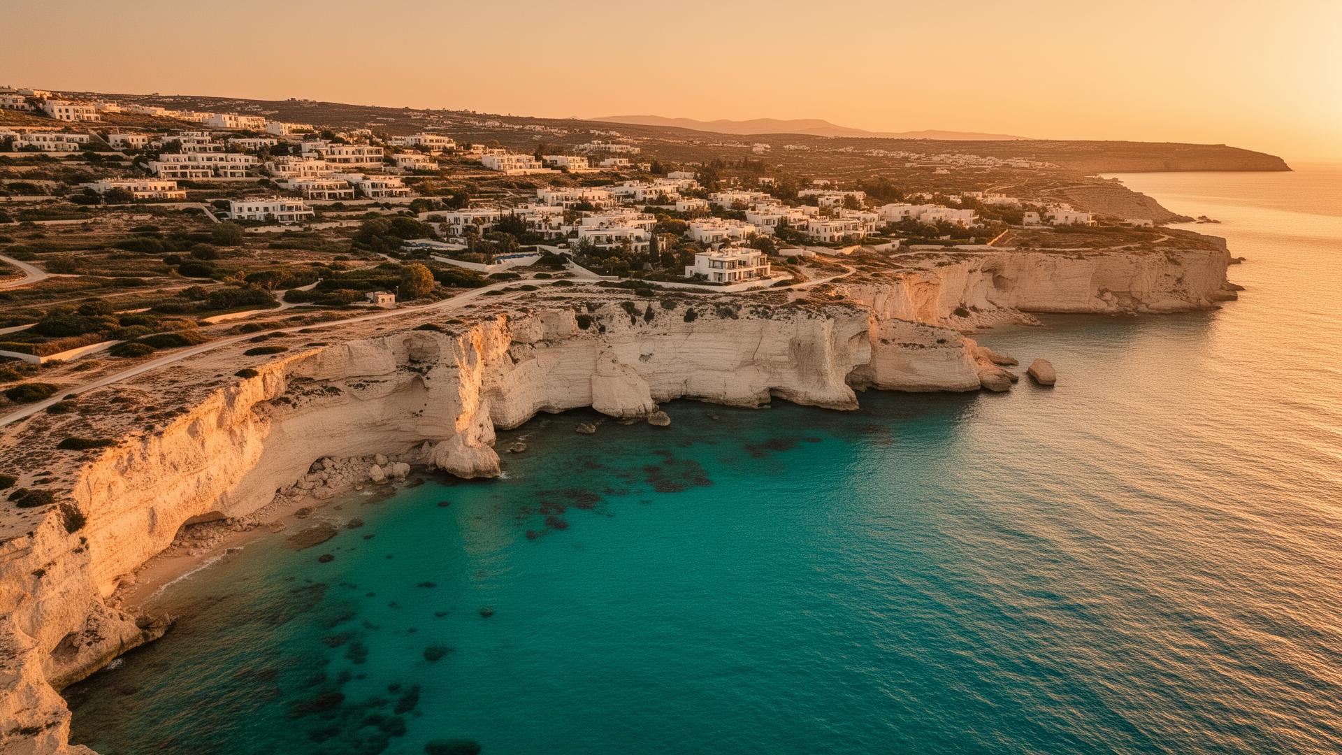 Cyprus Mediterranean coastline at golden hour